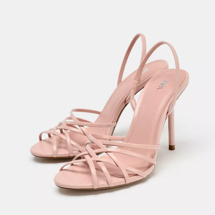 𝐙𝐀𝐑𝐀 - Sandália com tiras rosa