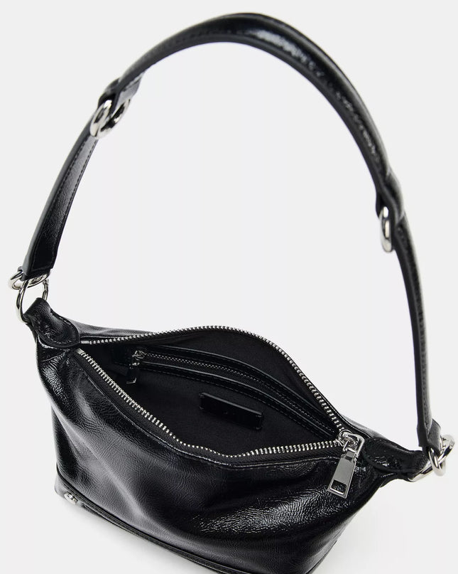 Zara Bolsa de Ombro Multiposição Preta - Alça Transformável Argolas