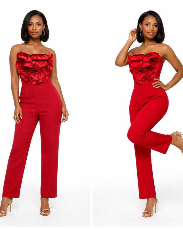 Macacão Vermelho com Babados