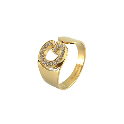 Anel Delicate com Inicial Personalizada e Zircônia - Ajustável - GB Portugal