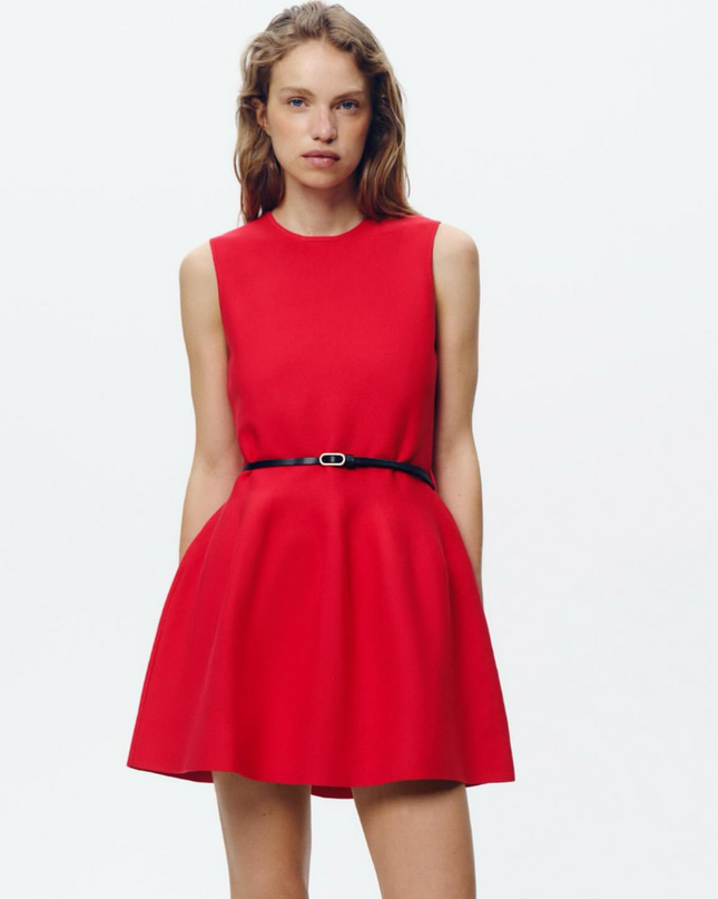 𝐙𝐀𝐑𝐀 - Vestido mini de malha com cinto