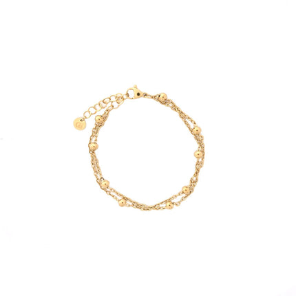Pulseira em aço malha dupla com bolinhas GB