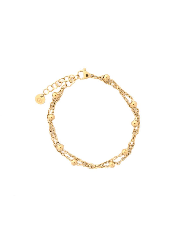 Pulseira em aço malha dupla com bolinhas GB