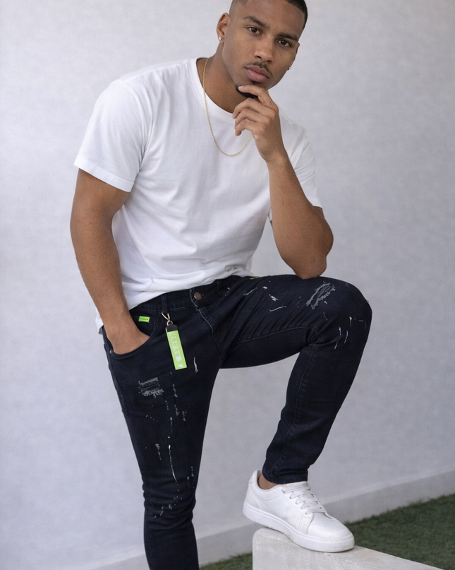 Calça Jeans Masculina Preta Rasgada