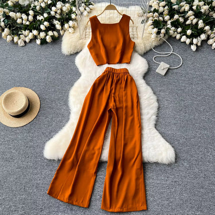 Conjunto Cropped e Calça Pantalona - Tamanho Único S/M