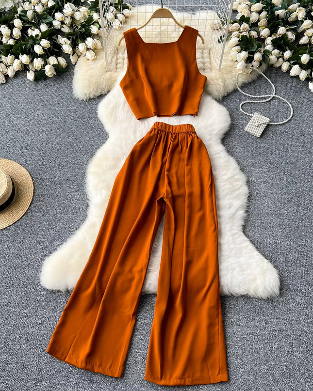 Conjunto Cropped e Calça Pantalona - Tamanho Único S/M