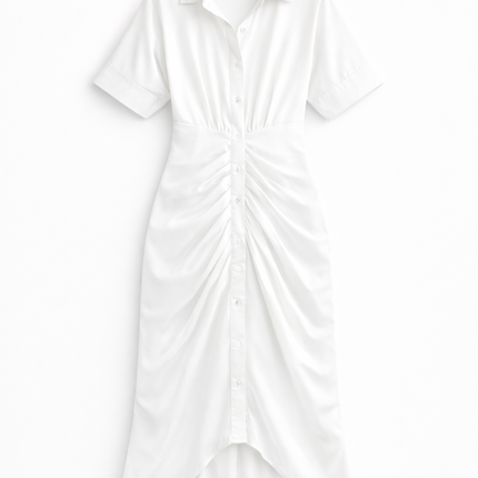Vestido longo com gola de camisa