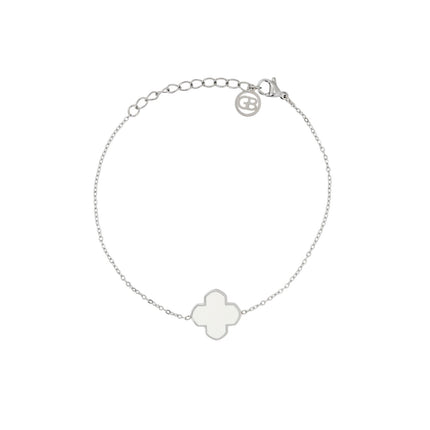 Pulseira em aço trevo branco GB