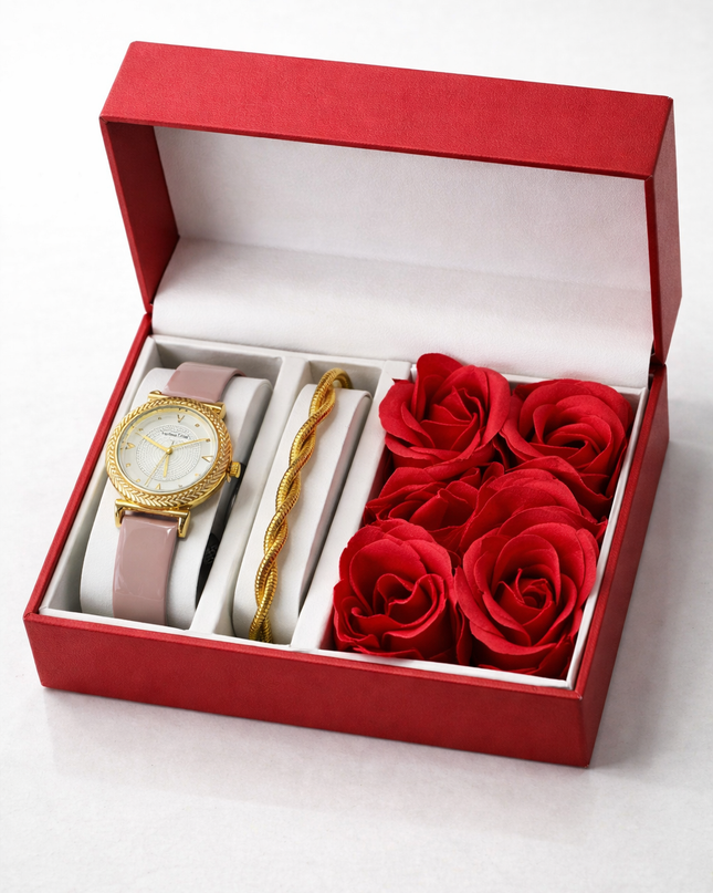 Relojo Elegante - Relógio, Pulseira e Rosas