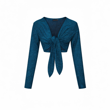 Blusa Cropped com brilhos e Amarra