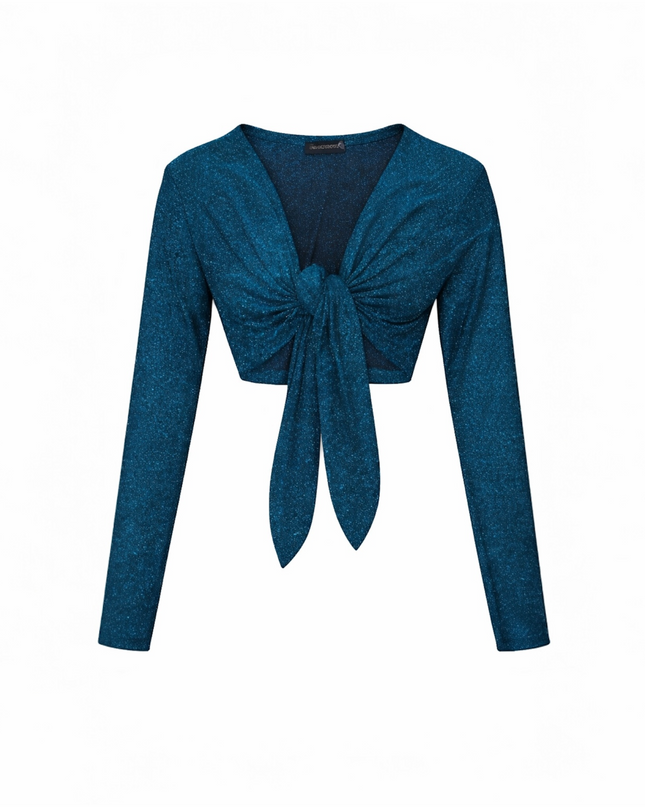 Blusa Cropped com brilhos e Amarra