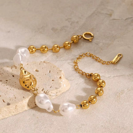 Pulseira Inoxidável com Pérolas