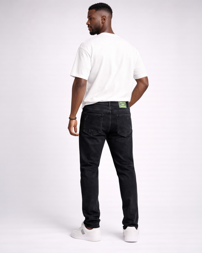 Calça Jeans Masculina Preta Rasgada