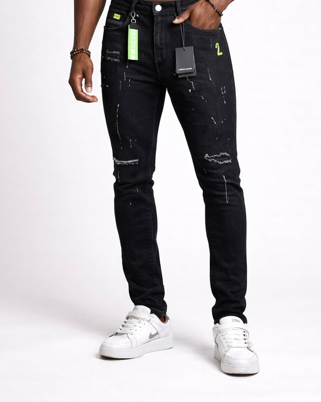 Calça Jeans Masculina Preta Rasgada