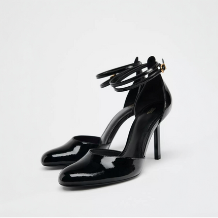 𝐙𝐀𝐑𝐀 - salto alto envernizado preto