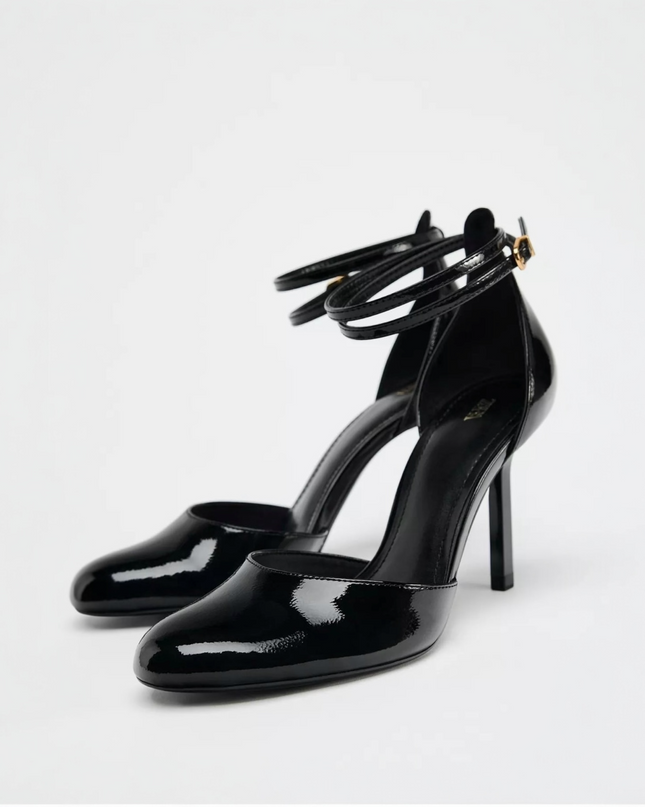 𝐙𝐀𝐑𝐀 - salto alto envernizado preto