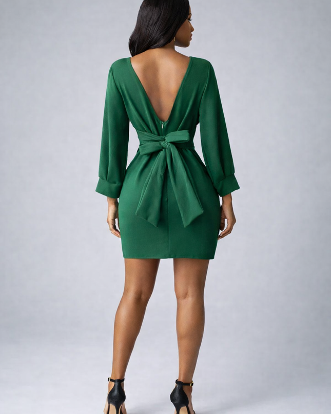 Vestido Vermelho Elegante Manga Longa tamanho único
