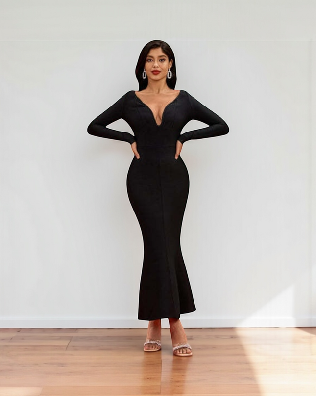 Vestido midi Isa - preto