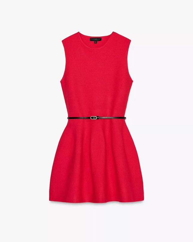 𝐙𝐀𝐑𝐀 - Vestido mini de malha com cinto