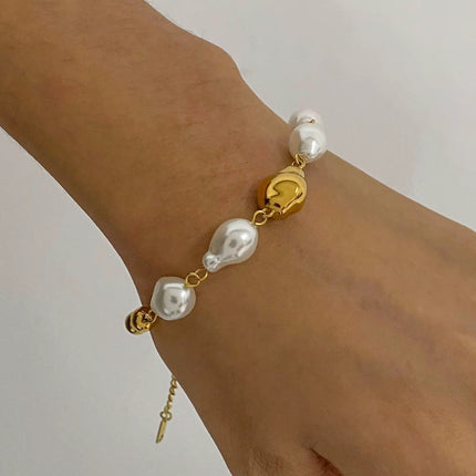 Pulseira Inoxidável com Pérolas