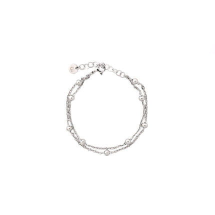 Pulseira em aço malha dupla com bolinhas GB