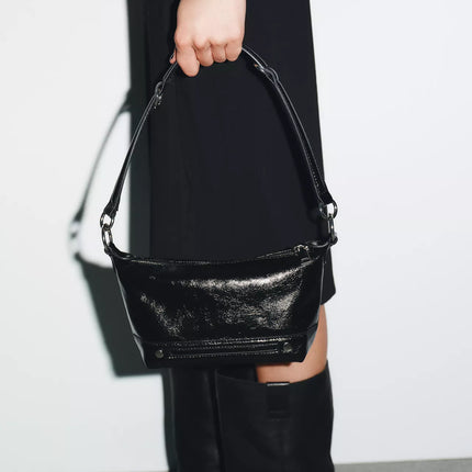 Zara Bolsa de Ombro Multiposição Preta - Alça Transformável Argolas