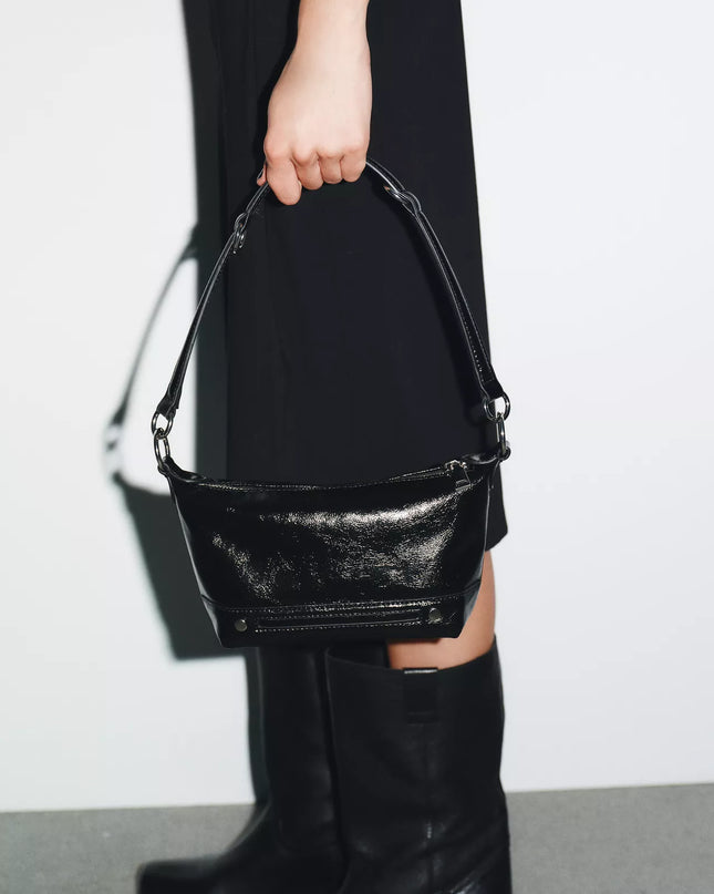 Zara Bolsa de Ombro Multiposição Preta - Alça Transformável Argolas