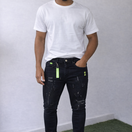 Calça Jeans Masculina Preta Rasgada