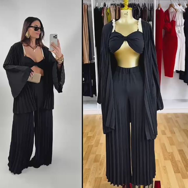 Conjunto de 3 Pcs Plisado