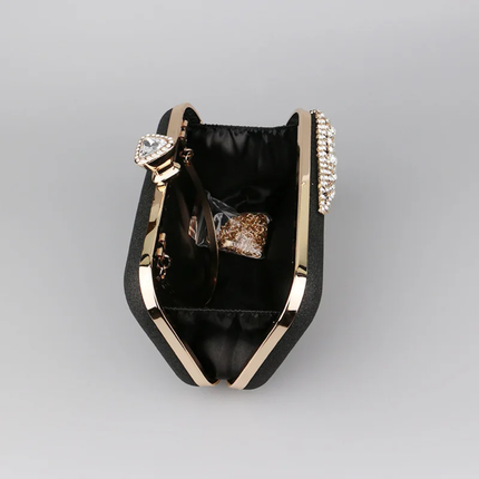 Pochete Elegante com Cristais Brilhantes - Fecho Metal Dourado - Eventos e Casamentos