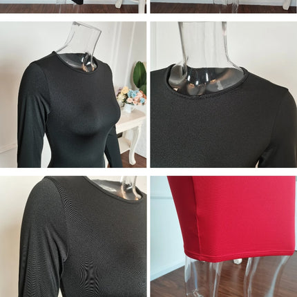 Minivestido Justo Mangas Compridas - Poliéster Elastano - S ao XL