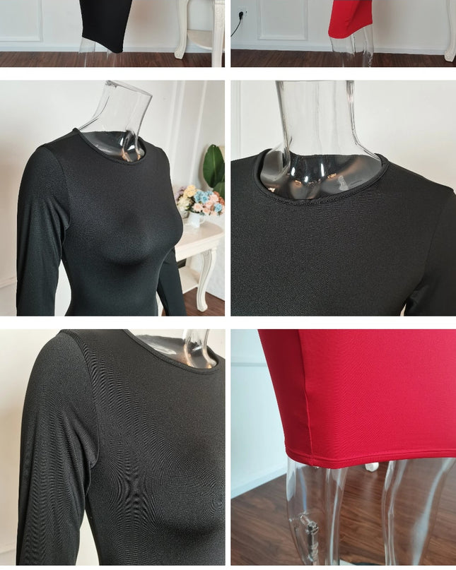 Minivestido Justo Mangas Compridas - Poliéster Elastano - S ao XL