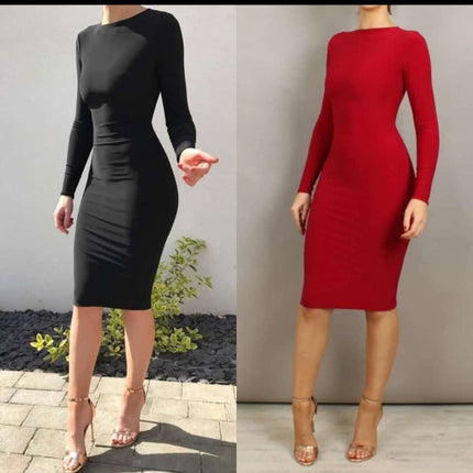Minivestido Justo Mangas Compridas - Poliéster Elastano - S ao XL