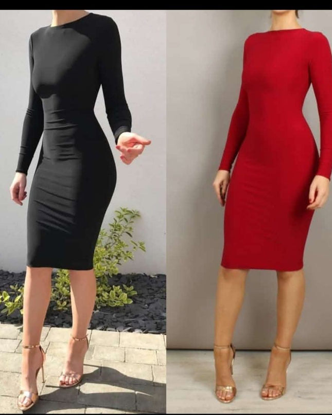 Minivestido Justo Mangas Compridas - Poliéster Elastano - S ao XL